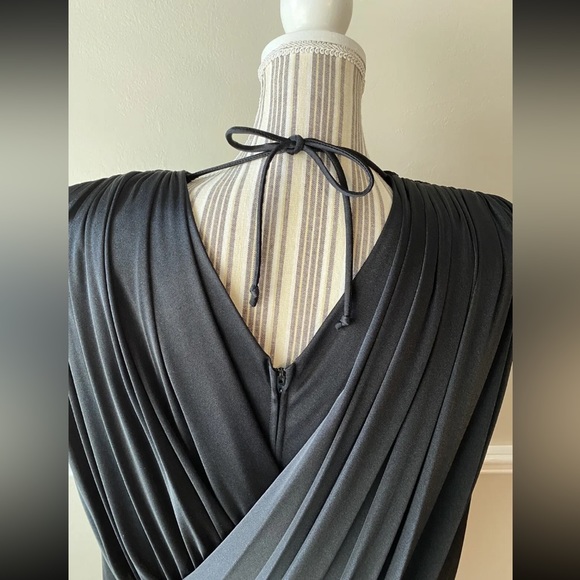 Vintage 1980s Nightworks Black Fringe Dress Wrap 80’s Plus Size 14 XL Dropwaist - Picture 10 of 12